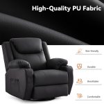Oversized Recliner Chair – 360° Swivel Recliner for Adults with Heat and Massage, Manual Recliner with Remote Control and Cup Holders - Image 3