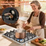 22″x20″ Built in Gas Cooktop 4 Burners Stainless Steel Stove with NG/LPG Conversion Kit Thermocouple Protection and Easy to Clean (20Wx22L) - Image 3