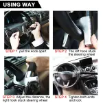 Tevlaphee Steering Wheel Lock for Cars,Wheel Lock,Vehicle Anti-Theft Lock,Adjustable Length Clamp Double Hook Universal Fit Emergency Hammer Window Breaker Self Defense Heavy Duty Secure - Image 3