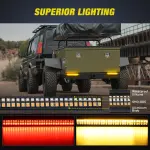 Nilight Truck Tailgate Light Strip 7 Inch Aluminum Frame Double Row 60 LED Red Running Brake Amber Sequential Turn Signals Strobe Lights Bar for Trailer Hitch Cargo Carrier Luggage Rack - Image 4