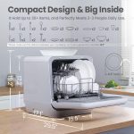 COMFEE' Portable Mini Dishwasher Countertop with 5L Built-in Water Tank for Apartments& RVs, No Hookup Needed, 6 Programs, 360° Dual Spray, 162℉ High-Temp& Air-Dry Function - Image 11