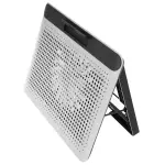 VERDANVERSE Aluminum Alloy Laptop Cooling Pad with Dual USB Ports Quiet Thin Notebook Cooler Stand for Laptops Up to Ergonomic Angles Skid-Resistant Computer Fan Support Frame in Silver