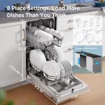 Midea MDF18A1AWW Built-in Dishwasher with 8 Place Settings, 6 Washing Programs, Stainless Steel Tub, Heated Dry, Energy Star, White - Image 8