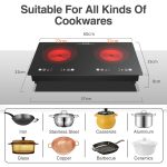 VBGK Electric cooktop,110V 24 inch 2 Burner Electric Cooktop,Built-in and Countertop Stove Top,2200W Stove,9 Power Levels, Kids Lock & Timer,LED touch control,Overheat Protection - Image 9