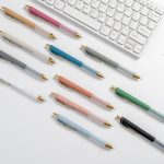 Linbsunne Ballpoint Pens Black Medium Point 1mm Pen with Super Soft Grip Ball Point Pen for Men Women Retractable Pens (gold-12 pcs) - Image 3