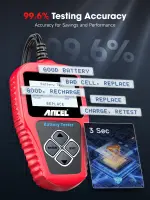 ANCEL BA101 Car Battery Tester, 12V Digital Automotive Alternator Meter Diagnostic Tool,100-2000 CCA Load Capacity, Charging & Cranking Analyzer for Truck, Boat, RV, Marine Vehicle, and More - Image 7