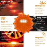 Ecoangel USB-C Rechargeable LED Road Flares Emergency Lights-Large Capacity (Lithium Battery) 3 in 1 Cable Roadside Warning Car Safety Beacon Flashing Disc Flare Kit with Magnetic Base for Vehicles - Image 2