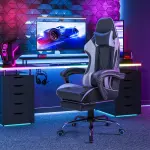 Homall Gaming Chair, Computer Chair with Footrest and Massage Lumbar Support, Ergonomic High Back Video Game Chair with Swivel Seat and Headrest (White) - Image 4