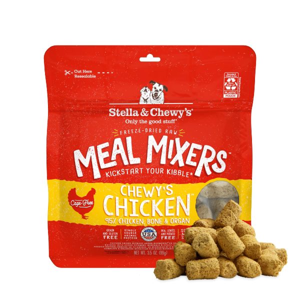Stella & Chewy's Freeze-Dried Raw Chicken Meal Mixers- Dog Food Topper and Mixer - Made with 95% Cage-Free Chicken, Organs & Bone - Perfect for Picky Eaters - Grain-Free - 3.5oz