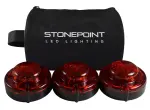 StonePoint LED Lighting Emergency LED Road Flare Kit Set of 3 LED Bright Roadside Beacons with Magnetic Base Flashing or Steady Red Lights Includes Storage Bag