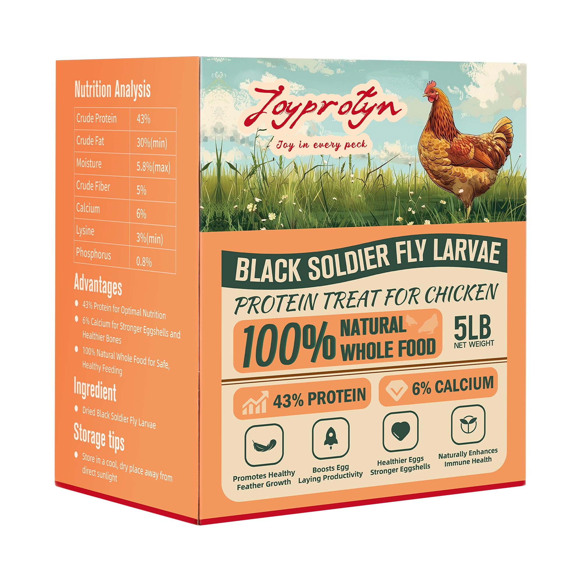 81GZCGojCtL Joyprotyn 5LB Non-GMO Dried Black Soldier Fly Larvae for Chicken – 85X More Calcium Grubs Than Mealworms for Strong Eggshells & Healthy Growth - High Protein for Chickens, Birds, Ducks, Geese & Pets - Image 1