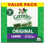 Greenies Veterinarian-Recommended Natural Dental Dog Treats, Large Size, Original Flavor, 36 oz. Pack, 24 Count