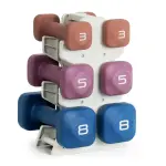 32 LB Neoprene Dumbbell Set with Storage Rack – Non-Slip, Anti-Roll Hand Weights for Home Gym