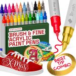 ARTISTRO 24 Acrylic Paint Markers - Paint Pens for Calligraphy, Brush + Fine Tips - For Fabric, Rock, Glass, Wood, DIY, Craft, Canvas - Art and Craft Supplies for Adults, Teens, Kids