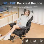 GTRACING Big and Tall Gaming Chair 400lbs Heavy Duty Office Chair with Foot Rest & Ergonomic Pocket Spring Lumbar Support, High Back 3D Saddle Shaped Cushion for Back Pain Relief, Matte-Black - Image 4