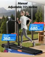 CURSOR FITNESS 15% Incline Walking Pad Treadmill with Handle Bar - 0.6-6.2MPH Quiet Foldable Treadmill for Home Office Under Desk 2.5HP Walking Pad with 300LBS Capacity - Image 9