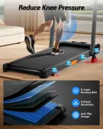 CURSOR FITNESS 15% Incline Walking Pad Treadmill with Handle Bar - 0.6-6.2MPH Quiet Foldable Treadmill for Home Office Under Desk 2.5HP Walking Pad with 300LBS Capacity - Image 6
