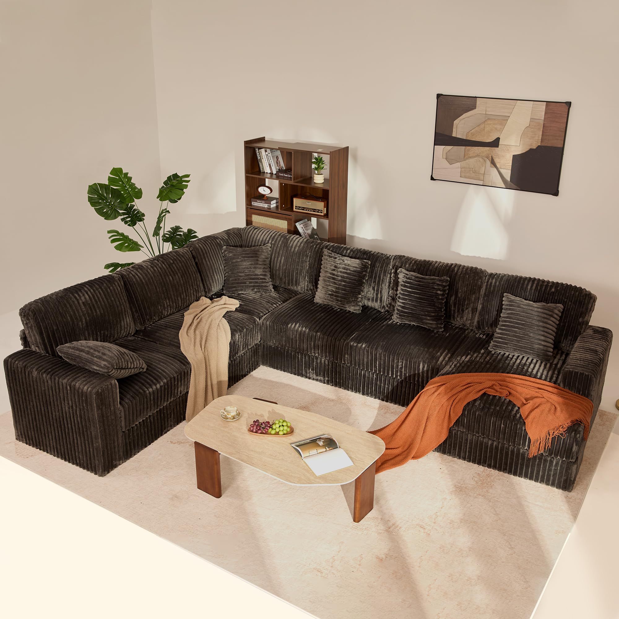 81SUiK6LocL Cloud Couch 139" U-Shaped Sectional Sofa – Oversized 7-Seater Modular Couch with Corduroy Upholstery, Deep Seats & High Backrest - Image 1