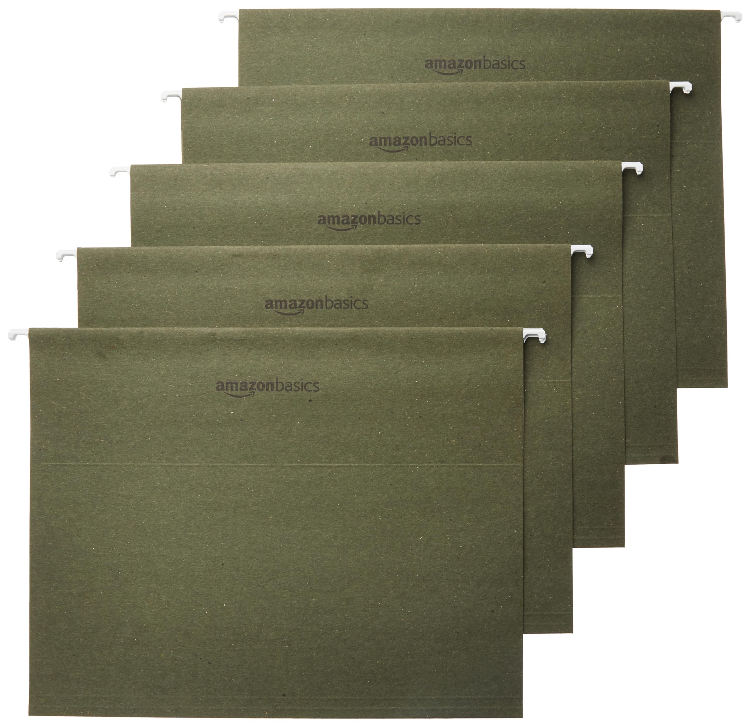 81Yc24w0wJL Amazon Basics Hanging Organizer File Folders for Efficient Filing, Sturdy, Adjustable Tabs, Letter Size, Pack of 25, Green - Image 1