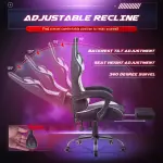 Homall Gaming Chair, Computer Chair with Footrest and Massage Lumbar Support, Ergonomic High Back Video Game Chair with Swivel Seat and Headrest (White) - Image 3