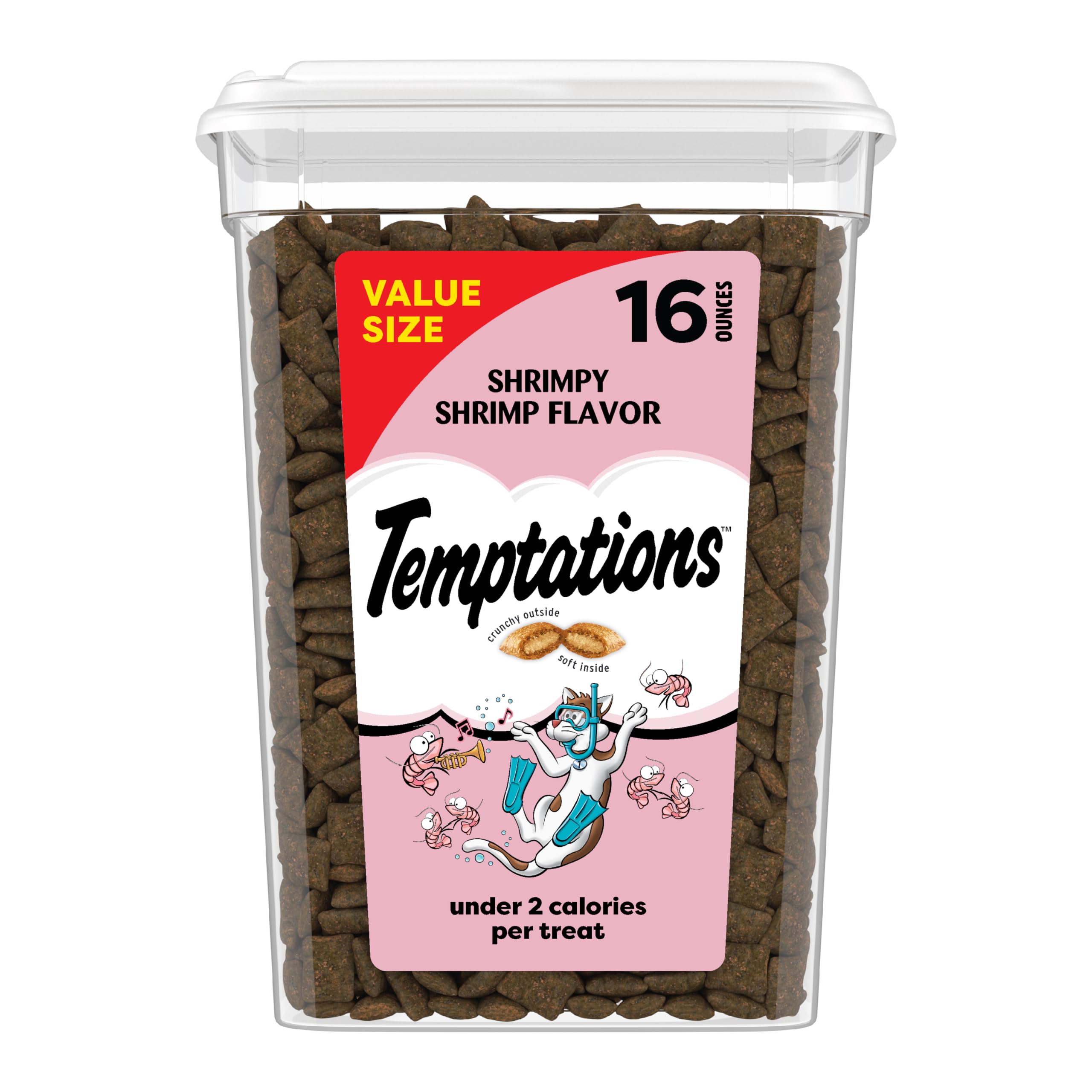 81ajnZODt3L Temptations Classic Crunchy and Soft Cat Treats, Shrimpy Shrimp Flavor, 16 oz. Tub - Image 1