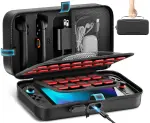 Switch 2 Carrying Case Charge Inside Compatible with Nintendo Switch 2 (2025)/ Original/ OLED, Travel Carrying Case with Slots for Joycon 2 & AC Adapter, Hard Shell Protective Bag for 26 Games, Black