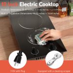 Hobsir 2 Burner Electric Cooktop 110v, Plug in Electric Stove Top, 2000W Electrical Stove Top Burner, 12 Inch Countertop & Built-in Ceramic Cooktop, Knob Control, 9 Power Level - Image 2