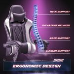 Homall Gaming Chair, Computer Chair with Footrest and Massage Lumbar Support, Ergonomic High Back Video Game Chair with Swivel Seat and Headrest (White) - Image 6