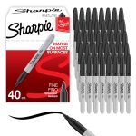 Sharpie Permanent Markers, Fine Point, Black, 40 Count - Quick Drying, Bulk Set for Classroom, Poster Boards, Office, Home, Teacher Supplies