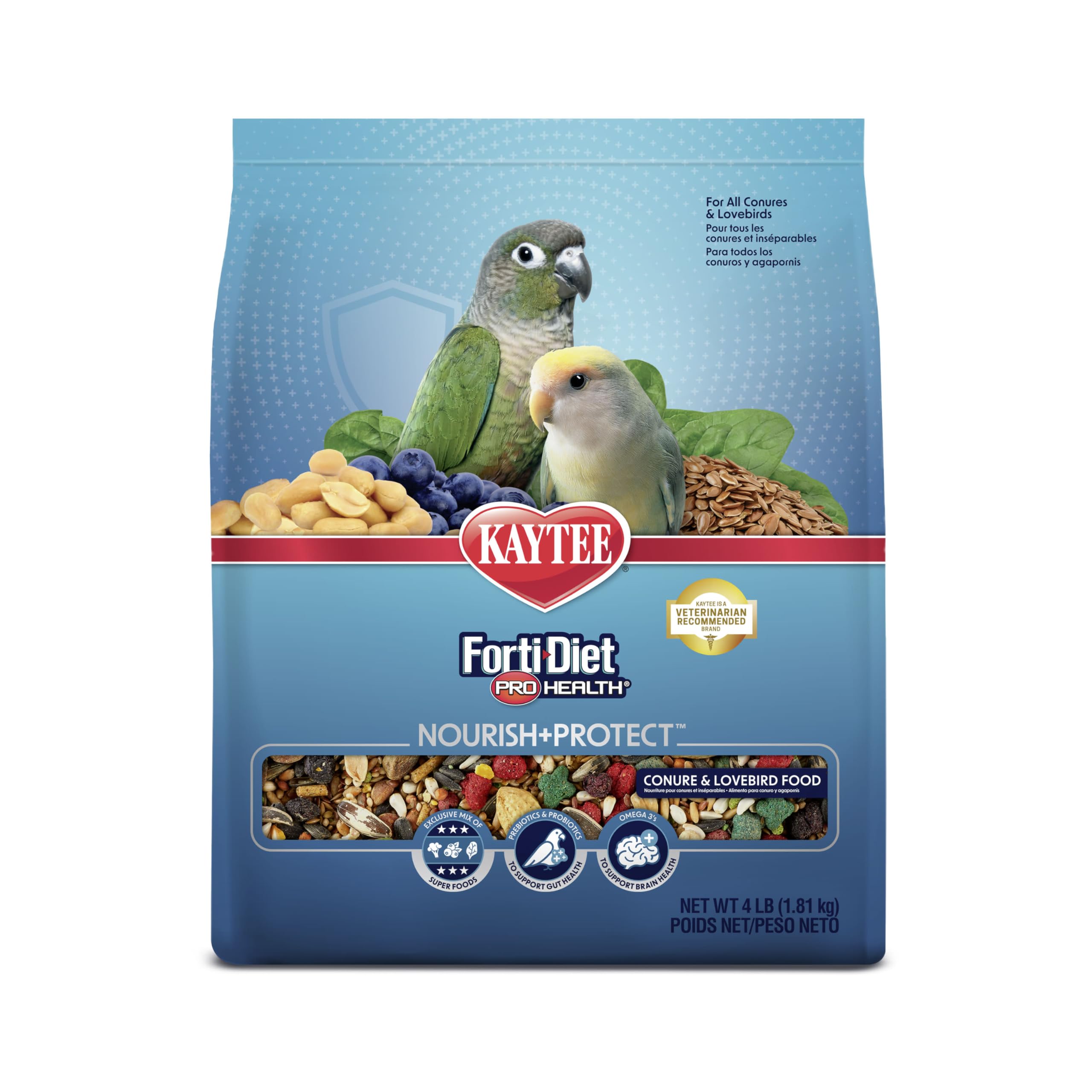 81hFye+ycTL Kaytee Forti-Diet Pro Health Nourish+Protect Conure & Lovebird Food, Comprehensive Nutrition Backed by Science, Digestive Health, Immune Support, 4 pounds - Image 1