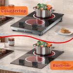 Jessier 2 Burner Electric Cooktop - 12 Inch Plug in Portable 110V Electric Cook Top Two Burner, Built-in & Countertop Ceramic Stove Top with Knob Control, 9 Power Levels and Overheat Protection - Image 6