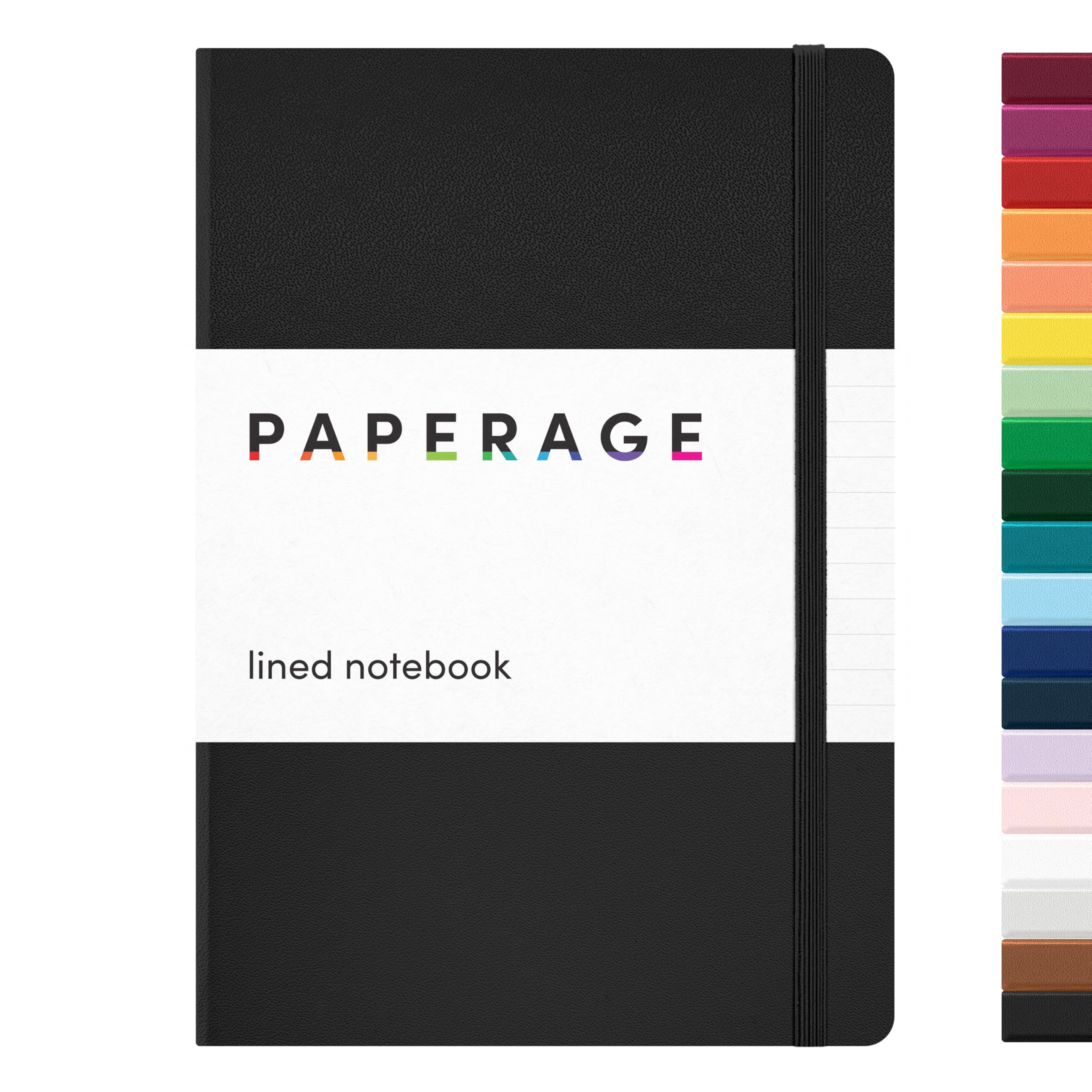 81ixI0DWJqL PAPERAGE Lined Journal Notebook, (Black), 160 Pages, Medium 5.6 in x 8 in - 100 GSM Thick Paper – Hardcover Journaling Notebook for Work, School & Note Taking - Image 1