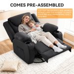 Oversized Recliner Chair – 360° Swivel Recliner for Adults with Heat and Massage, Manual Recliner with Remote Control and Cup Holders - Image 2