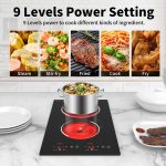 VBGK Electric Cooktop,12 Inch Built-in Radiant Electric Stove Top,110V 2100W 2 burner cooktop With 9 Heating Level, Timer & Kid Safety Lock, Sensor Touch Control 2 burner Induction Cooktop - Image 4