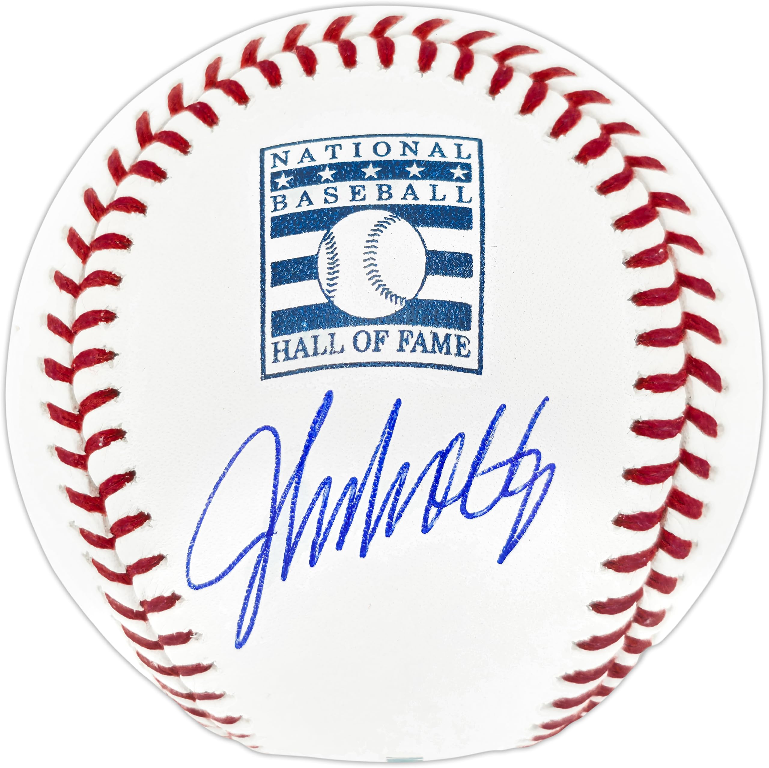 81rvLJOS4xL John Smoltz Autographed Official Hall of Fame HOF Logo Baseball Beckett BAS Witness Stock #252791 - Image 1