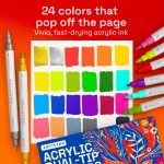 ARTISTRO 24 Acrylic Paint Markers - Paint Pens for Calligraphy, Brush + Fine Tips - For Fabric, Rock, Glass, Wood, DIY, Craft, Canvas - Art and Craft Supplies for Adults, Teens, Kids - Image 10