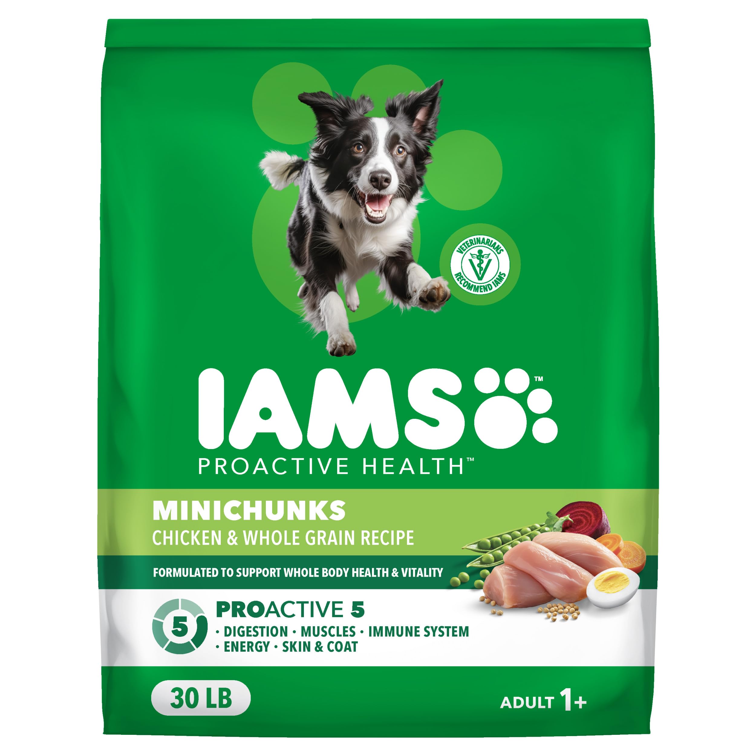 81xi54A6YoL IAMS Proactive Health Adult Minichunks Dry Dog Food Chicken & Whole Grain Recipe, 30 lb. Bag - Image 1