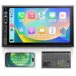 Double Din Car Stereo Compatible with Wireless Apple Carplay, Android Auto - 7" Touch Screen Car Audio Receiver with Bluetooth, AUX, FM Car Radio