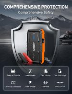AstroAI S8 Car Battery Jump Starter, Car Jumper Starter Battery Pack for Up to 6.0L Gas & 3.0L Diesel Engines, 12V Portable Jump Box with 3 Modes Flashlight and Jumper Cable (Orange) - Image 4