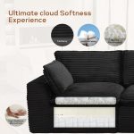110" Modular Cloud Sectional Sofa – Convertible Corduroy L-Shape Couch with Ottoman, Modern Comfy 3 Seater Boneless Sectional - Image 6