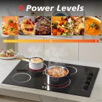 30 Inch Electric Cooktop 4 Burners with Knob Control,6700W Built-in Radiant Electric Cooktop, 9 Power Levels, Hot Warning, 220V Hard Wire(No Plug) - Image 5