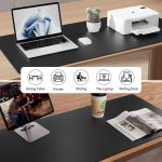 Aothia Non-Slip Waterproof PU Leather Desk Pad Protector for Mouse, Writing Desk, Office, Home, Laptop Blotter, 23.6" x 13.7", Black - Image 5
