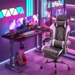 Homall Gaming Chair, Computer Chair with Footrest and Massage Lumbar Support, Ergonomic High Back Video Game Chair with Swivel Seat and Headrest (White) - Image 8