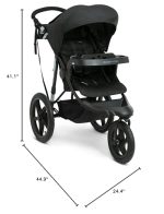 Delta Children Apollo Jogging Stroller - Shock Absorbing Frame with Large Canopy & Recline - Car Seat Compatible, Black - Image 2