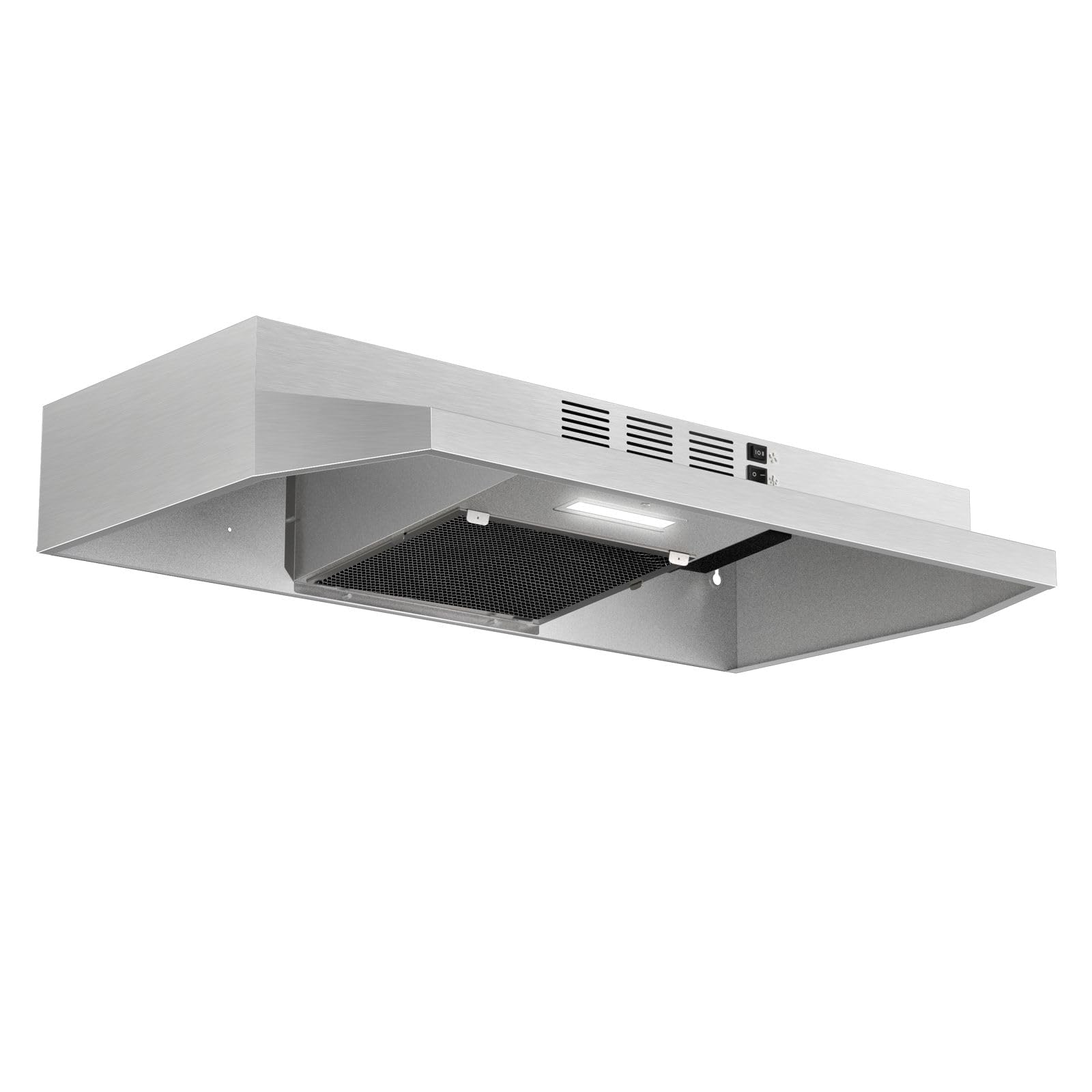 61EMMeNgvJL Range Hood 30 inch Under Cabinet, Stainless Steel Kitchen Vent Hood 280CFM, Built-in Kitchen Stove Hood w/Rocker Button Control, Ducted/Ductless Convertible Duct, 2 Speeds Fan, Bright LED Light - Image 1