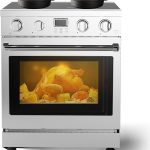 30-Inch Freestanding Electric Range with 4.8 Cu.Ft Convection Oven, 4 Powerful Burners, 6 Cooking Functions, Smooth Glass Cooktop, and Integrated Timer for Modern Kitchens