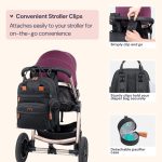 BabbleRoo Diaper Bag Backpack - Baby Essentials Travel Tote - Multi Function Water Resistant Diaper Bag, Travel Essentials Baby Bag with Changing Pad, Stroller Straps & Pacifier Case - Unisex, Black - Image 3