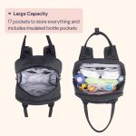 BabbleRoo Diaper Bag Backpack - Baby Essentials Travel Tote - Multi Function Water Resistant Diaper Bag, Travel Essentials Baby Bag with Changing Pad, Stroller Straps & Pacifier Case - Unisex, Black - Image 7