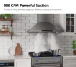 IKTCH 30-inch Wall Mount Range Hood 900 CFM Ducted/Ductless Convertible, Kitchen Chimney Vent Stainless Steel with Gesture Sensing & Touch Control Switch Panel, 2 Pcs Adjustable Lights(IKP02-30'') - Image 7