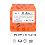 Pura Size 5 Eco-Friendly Diapers (24-35 lbs) Totally Chlorine Free (TCF), Hypoallergenic, Soft Organic Cotton, Sustainable, up to 12 Hours Leak Protection, Allergy UK, 6 Packs of 20 (120 Diapers) - Image 10